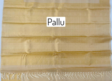 Kanchipuram Tissue Silk Saree | Beige & Gold | Pure Zari | Pure Silk | Handwoven | Ships from California | Pushpam - ShopNaya Exclusive